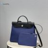 hermes herbag zip bag blue silver toned hardware bag for women womens handbags shoulder bags 122in31cm buzzbify 1