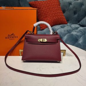 hermes mini kelly burgundy for women gold toned hardware 75in19cm buzzbify 1