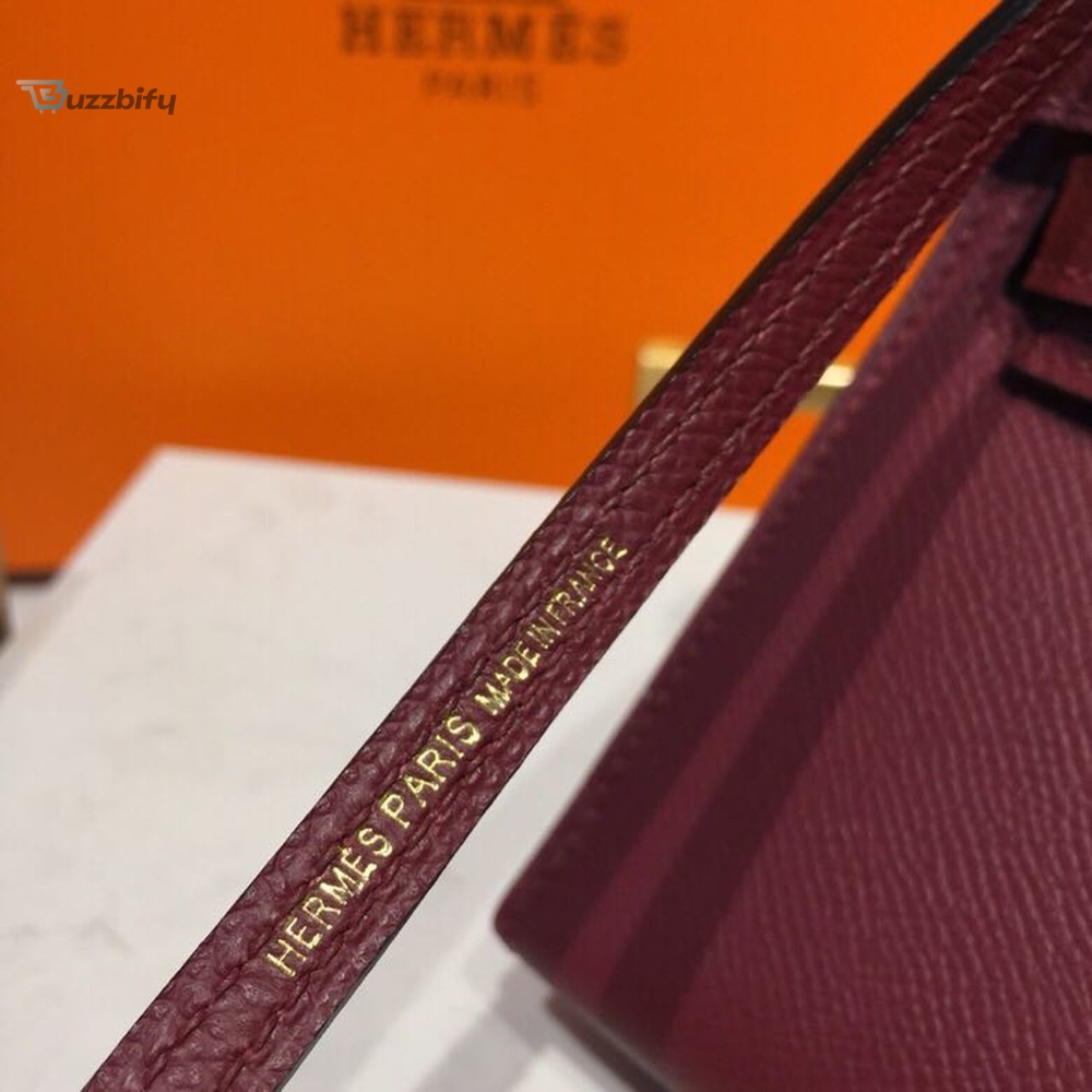 Hermes Mini Kelly Burgundy For Women Gold Toned Hardware 7.5In19cm