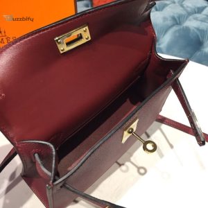 hermes mini kelly burgundy for women gold toned hardware 75in19cm buzzbify 1 3