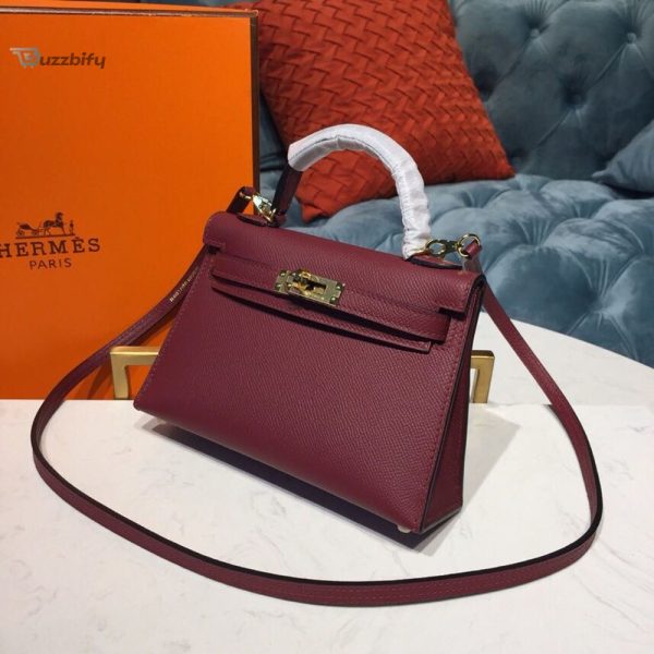 hermes mini kelly burgundy for women gold toned hardware 75in19cm buzzbify 1 6