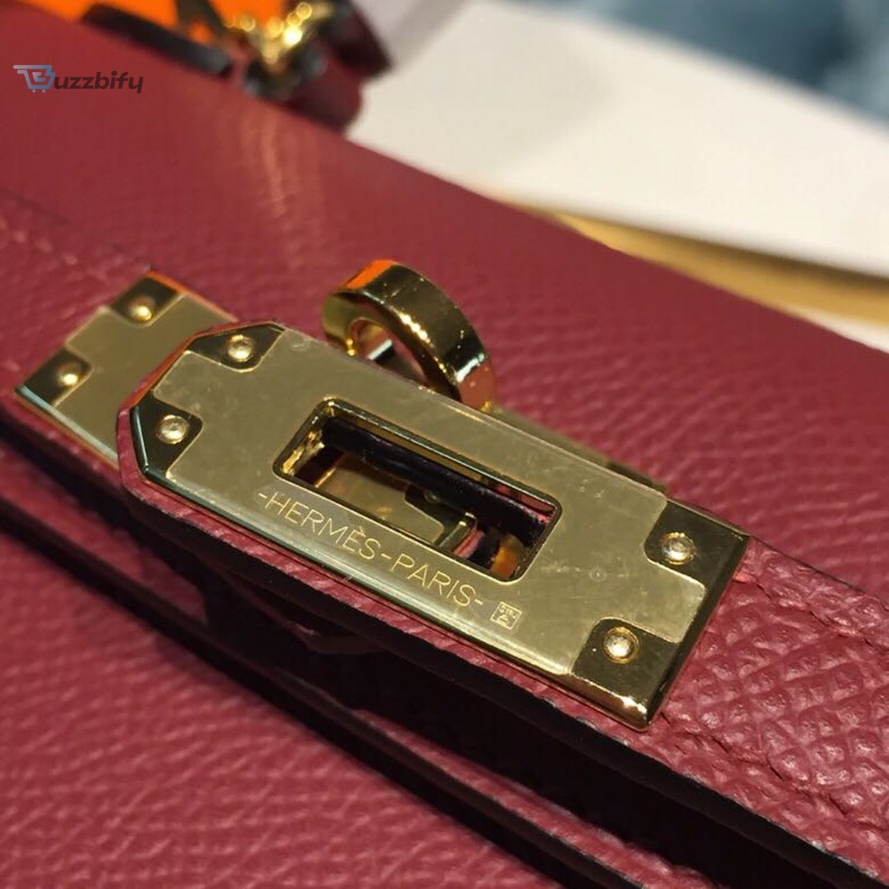 Hermes Mini Kelly Burgundy For Women Gold Toned Hardware 7.5in/19cm 