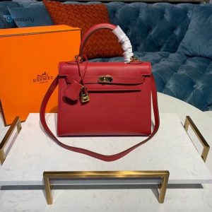 hermes kelly tomate for women gold toned hardware 10in25cm buzzbify 1