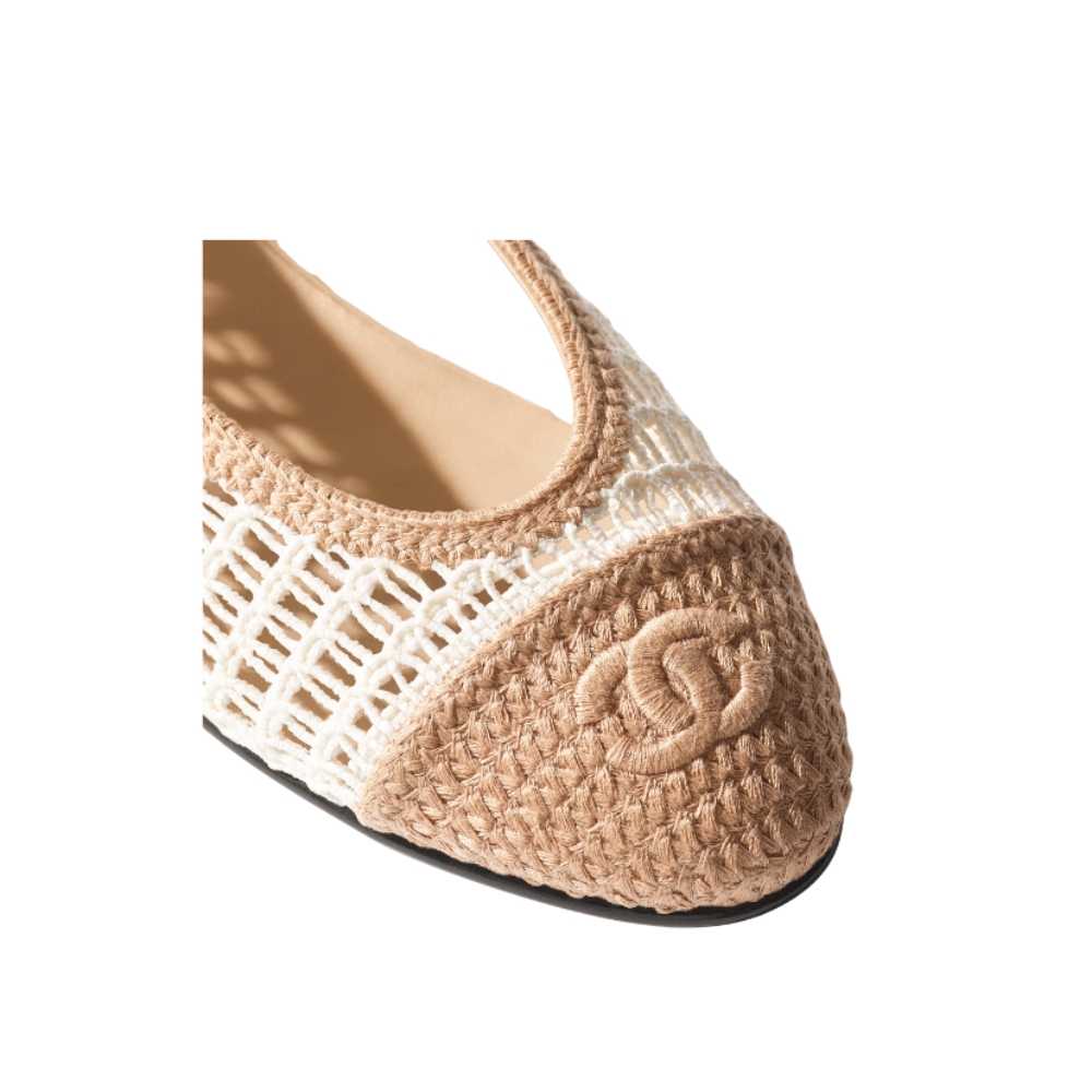Chanel Raffia Ballet Flats White