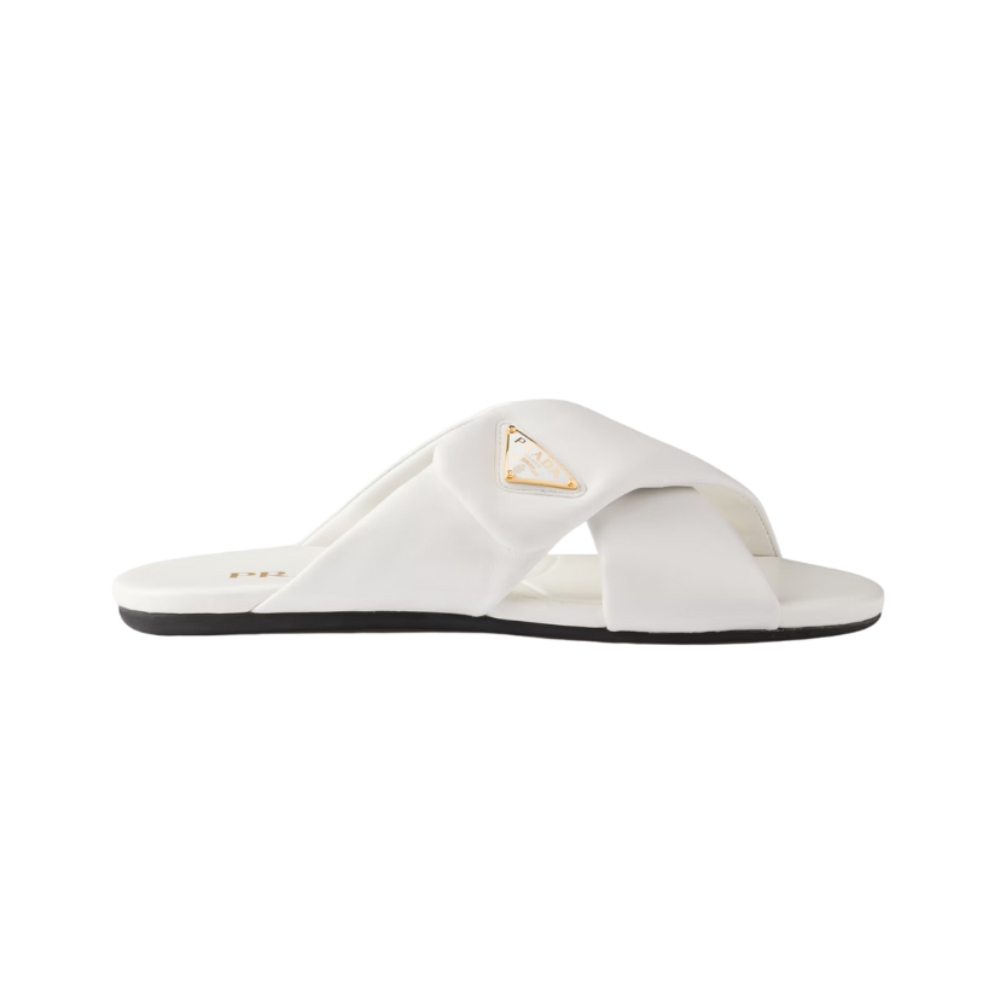 Prada Padded Leather Slides - White