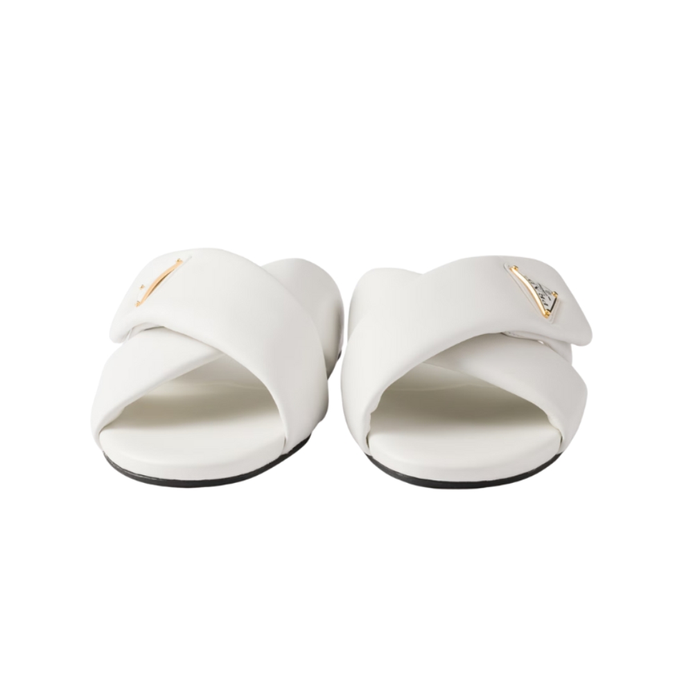 Prada Padded Leather Slides - White