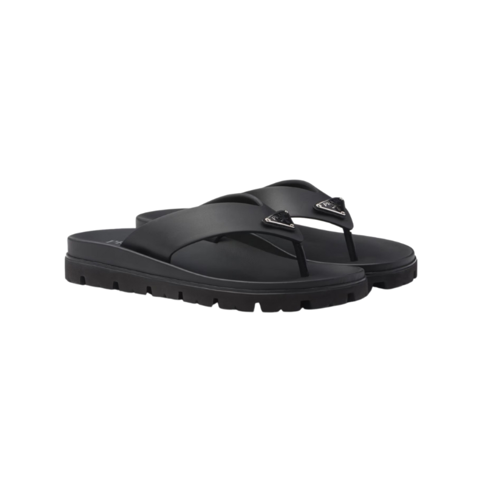 Prada Rubber Thong Sandal - Black