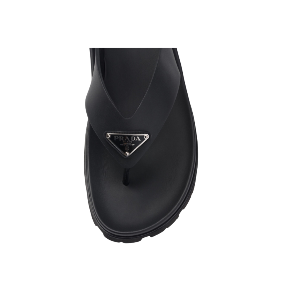 Prada Rubber Thong Sandal - Black