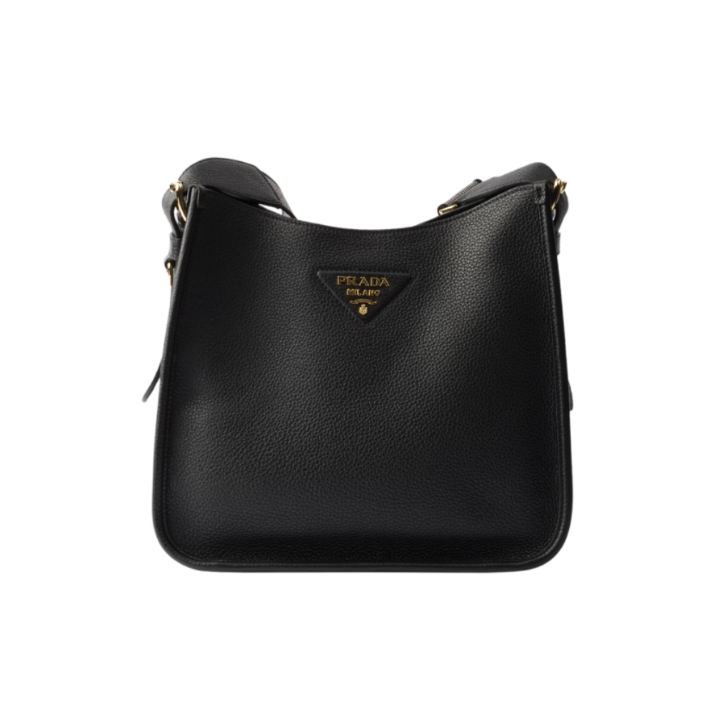 Black Prada Medium Leather Bag Academy-print Shop Prada Pre