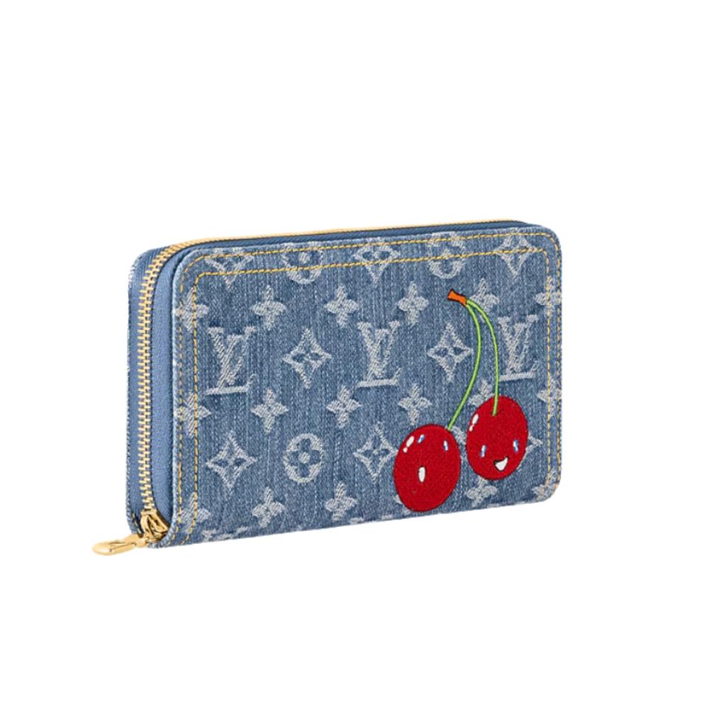 Louis Vuitton LV x TM Zippy Wallet Cherry Denim louis vuitton cartouchiere mm schwarz epi