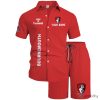 AFC Bournemouth Hummel Personalized Red Soccer Hawaiian Shirt and Shorts Set