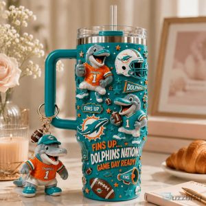 Miami Dolphins Football Team 40oz Tumbler with Handle and Straw