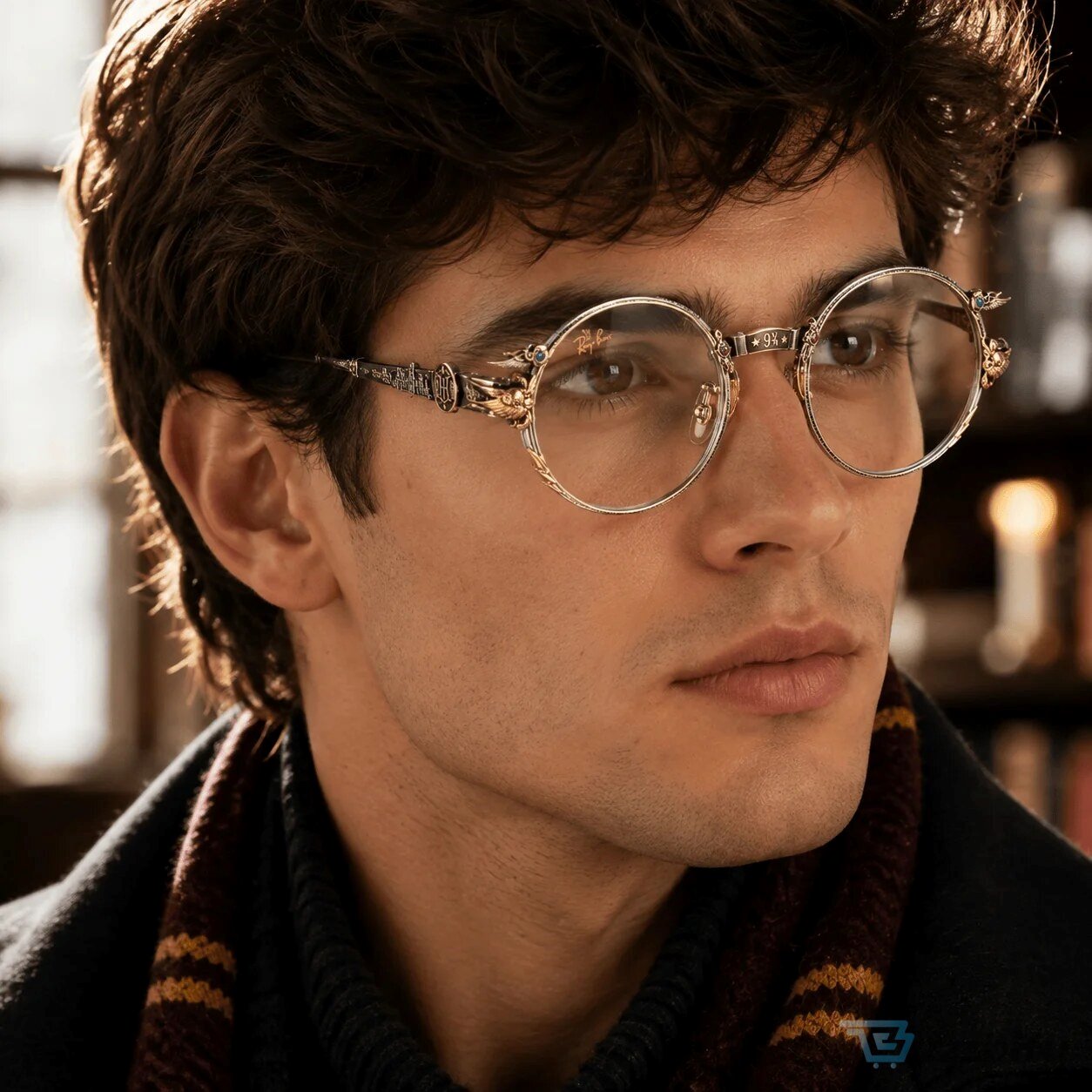 Harry Potter Ray-Ban Round Metal Glasses with Platform 9 3/4 Detailing