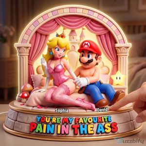 Personalized Super Mario and Princess Peach Naughty After Dark Light Box for Couples