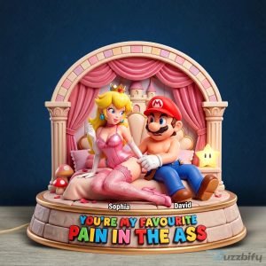 Personalized Super Mario and Princess Peach Naughty After Dark Light Box for Couples