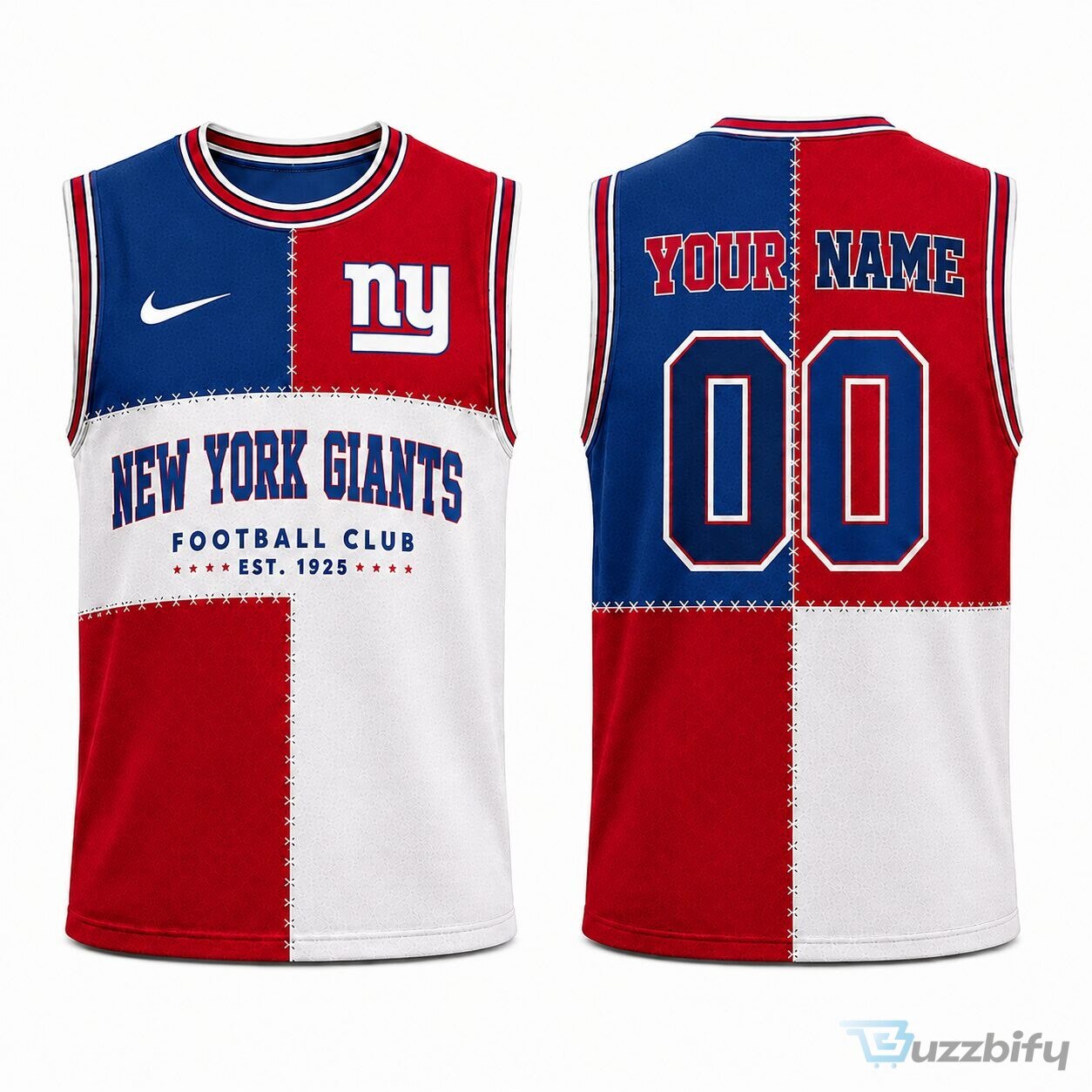 New York Giants Football Club Personalized Red White Blue Tank Top