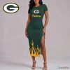 Green Bay Packers Flame Graphic Bodycon Dress for Women