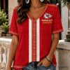 Kansas City Chiefs National Football League Tribal Pattern V-Neck T-Shirt