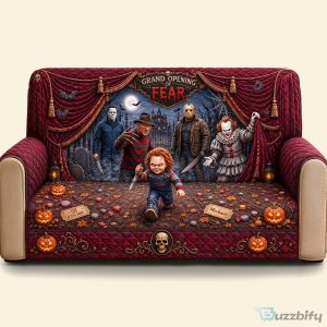 Horror Movie Villains Halloween Quilted Sofa Cover - Scary Michael Myers Freddy Krueger Pennywise Chucky Jason Voorhees Couch Protector