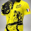 Tour de France Cycling Race Yellow Jersey Polo Shirt with French Flag