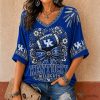 Kentucky Wildcats National Collegiate Athletic Association Football Bow Vintage Floral T-Shirt