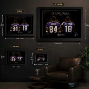 Randy Moss and Justin Jefferson Purple Reign Framed NFL Wall Art Poster