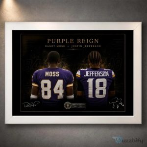Randy Moss and Justin Jefferson Purple Reign Framed NFL Wall Art Poster