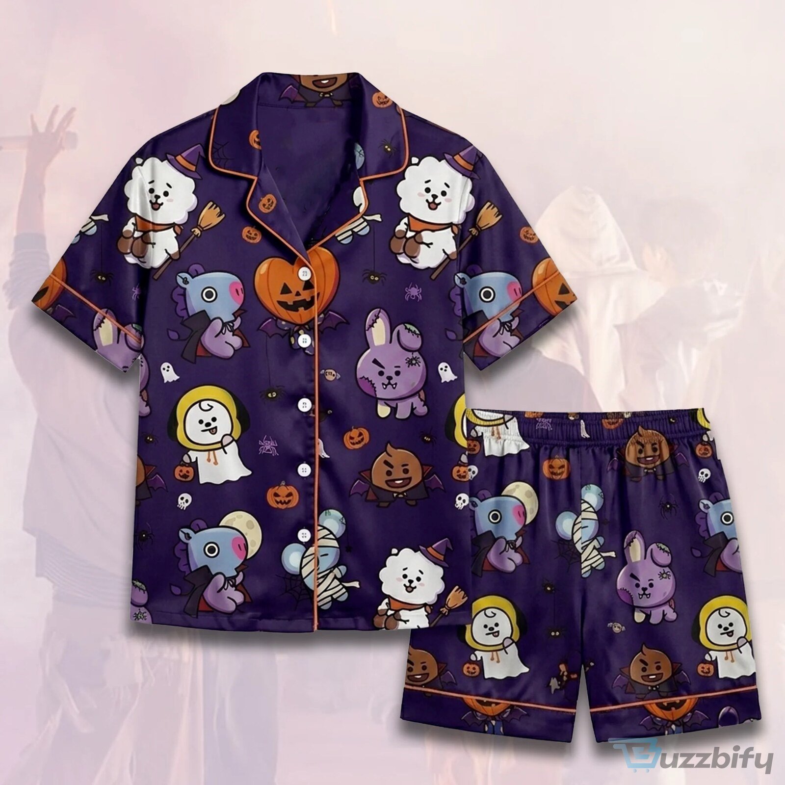BT21 Halloween Characters Pajama Set for Women, Cute Cartoon Sleepwear Gift
