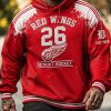 Detroit Red Wings Hockey Number 26 Distressed Red Hoodie