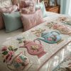 Floral Teapot Quilted Bed Runner with Botanical Design