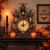 Halloween Haunted Castle Wall Clock with Bats and Pumpkins