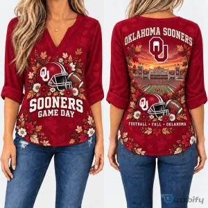 Oklahoma Sooners Game Day Football Fan Long Sleeve V-Neck Shirt