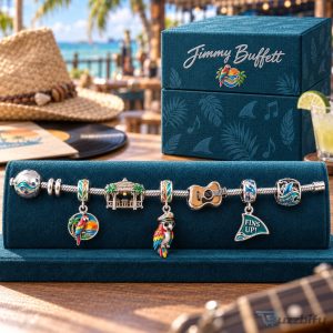 Jimmy Buffett Margaritaville Parrot Guitar Charm Bracelet Set