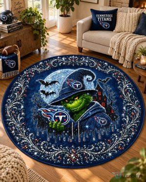 Tennessee Titans Grinch Halloween Round Area Rug