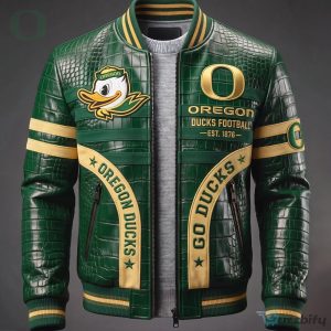 Oregon Ducks Football Team Bomber Jacket with Donald Duck Mascot