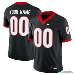Georgia Bulldogs Custom Name Black Football Jersey