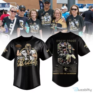 Drew Brees New Orleans Saints Black Gold Baseball Jersey