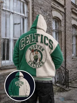 Boston Celtics Basketball Vintage Inspired Split Color Hoodie