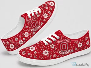 Ohio State Buckeyes Floral Pattern Red Low Top Canvas Shoes