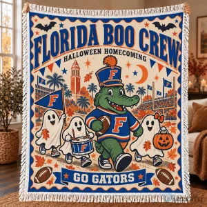Florida Gators Boo Crew Halloween Homecoming Football Throw Blanket