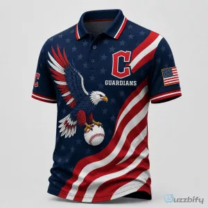 Cleveland Guardians Patriotic Eagle Baseball Polo Shirt