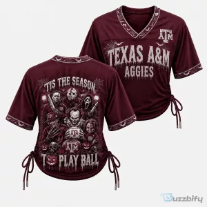 Texas A&M Aggies Halloween Horror Movie Characters Women's Football Jersey