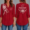 Wisconsin Badgers NCAA Collegiate Floral Luxe Long Sleeve Shirt for Women