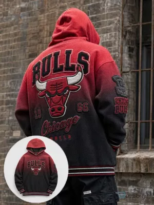 Chicago Bulls Vintage Basketball Team Logo Red Black Ombre Hoodie