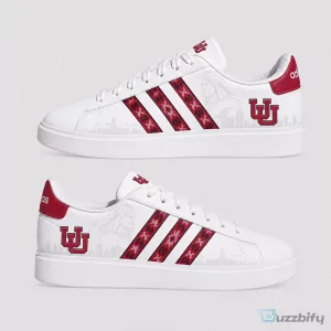 Utah Utes NCAA Team Logo White and Red Stripes Custom Sneakers