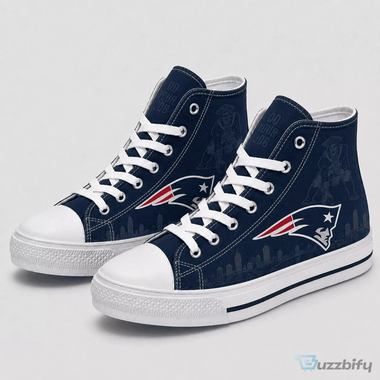 New England Patriots High Top Canvas Shoes with Skyline Design