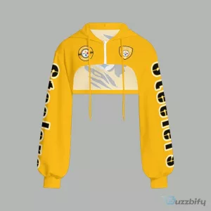 Pittsburgh Steelers Yellow Cropped Zip-Up Hoodie for Women