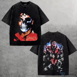 Michael Jackson Thriller Zombie Skull Washed Black T-Shirt