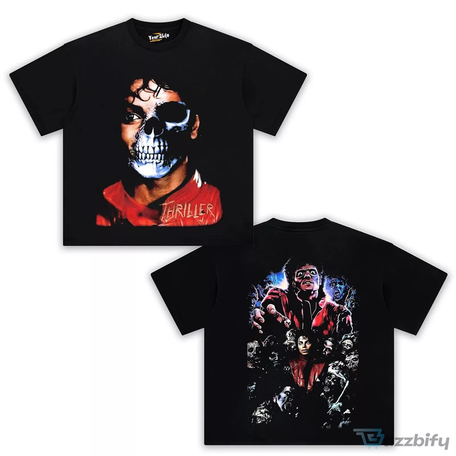 Michael Jackson Thriller Zombie Skull Washed Black T-Shirt
