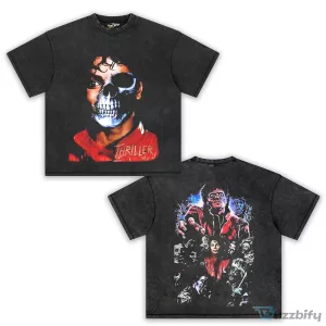 Michael Jackson Thriller Zombie Skull Washed Black T-Shirt